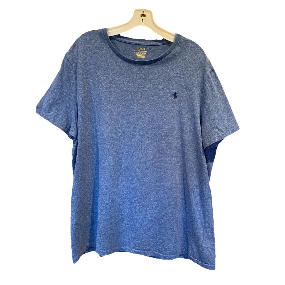 Polo Ralph Lauren Crew Neck Slim Fit Ringer Tee Shirt Sz XL Blue Heather Preppy